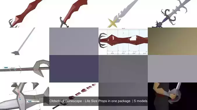 Oldschool Runescape - Life Size Props in one package  3D Model Collection