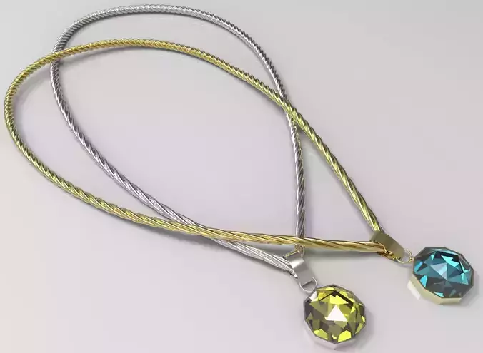 Gold Silver Diamond Necklace 