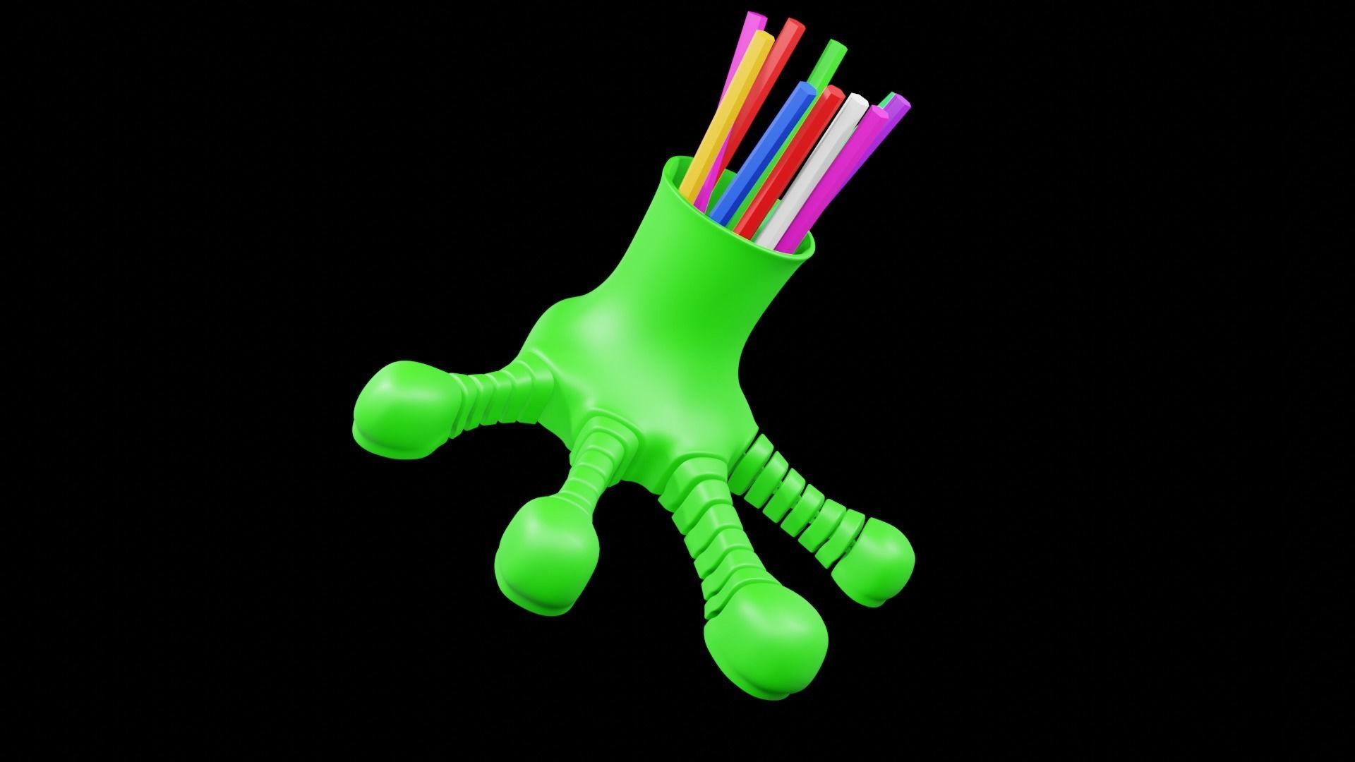 Frog Foot PENCIL HOLDER Flexible print 3d - blender 3d Free 3D print model_12