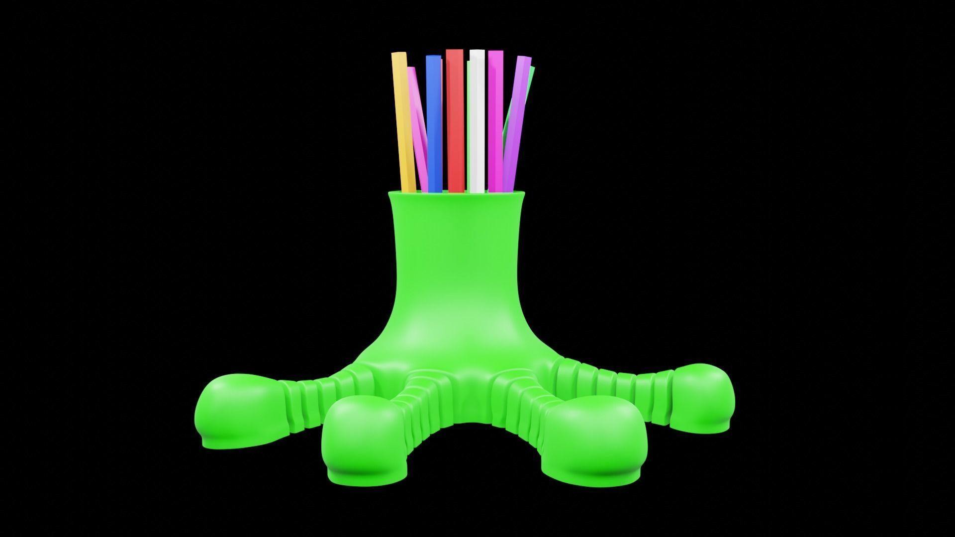 Frog Foot PENCIL HOLDER Flexible print 3d - blender 3d Free 3D print model_10