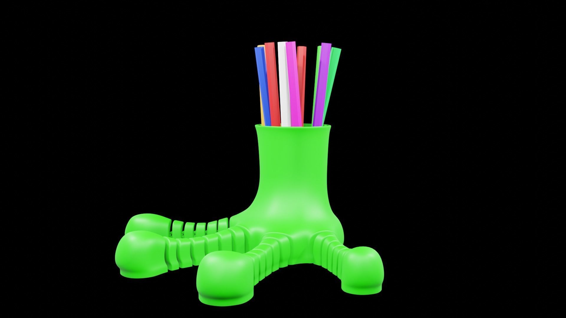 Frog Foot PENCIL HOLDER Flexible print 3d - blender 3d Free 3D print model_2