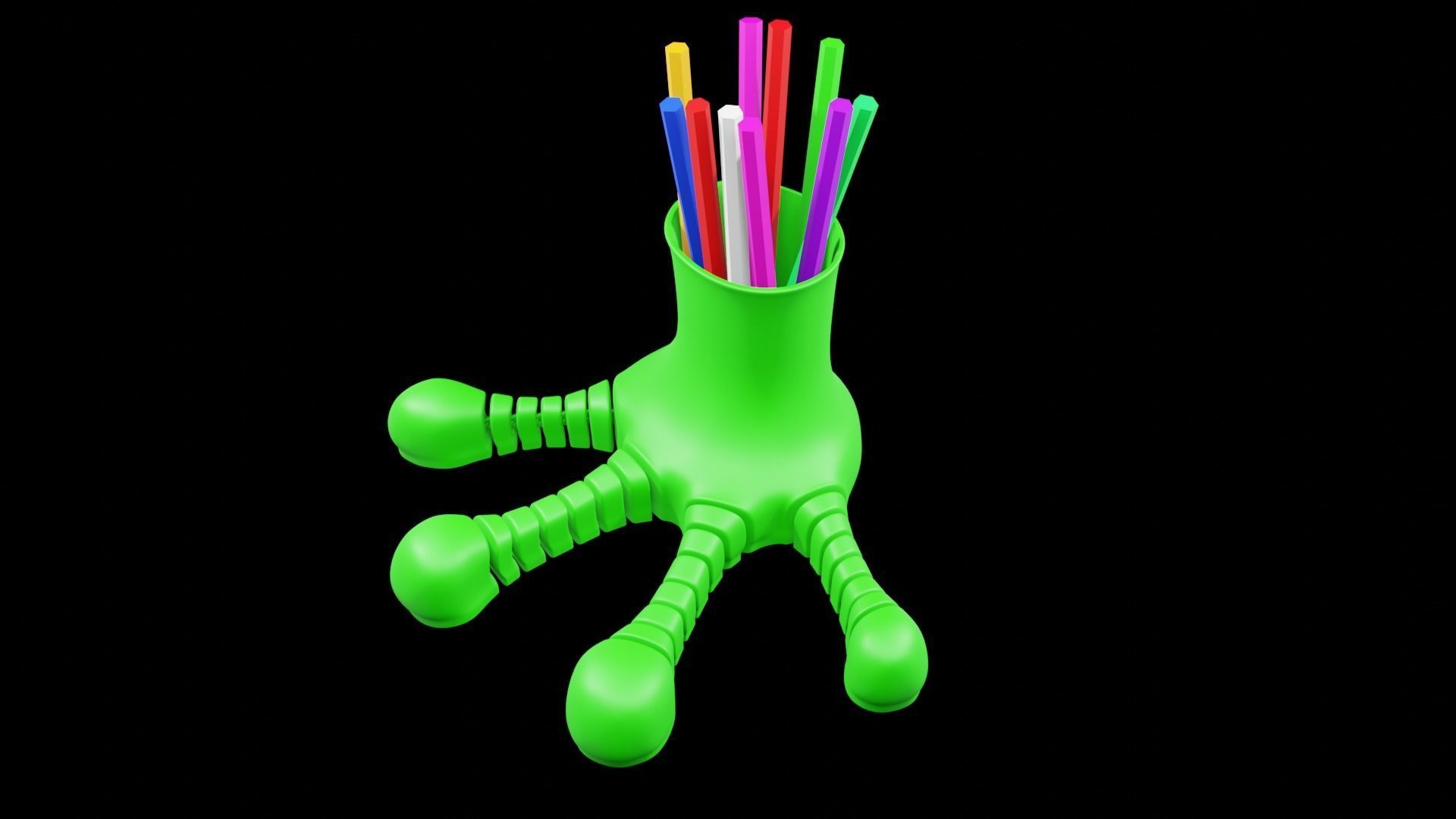 Frog Foot PENCIL HOLDER Flexible print 3d - blender 3d Free 3D print model_11