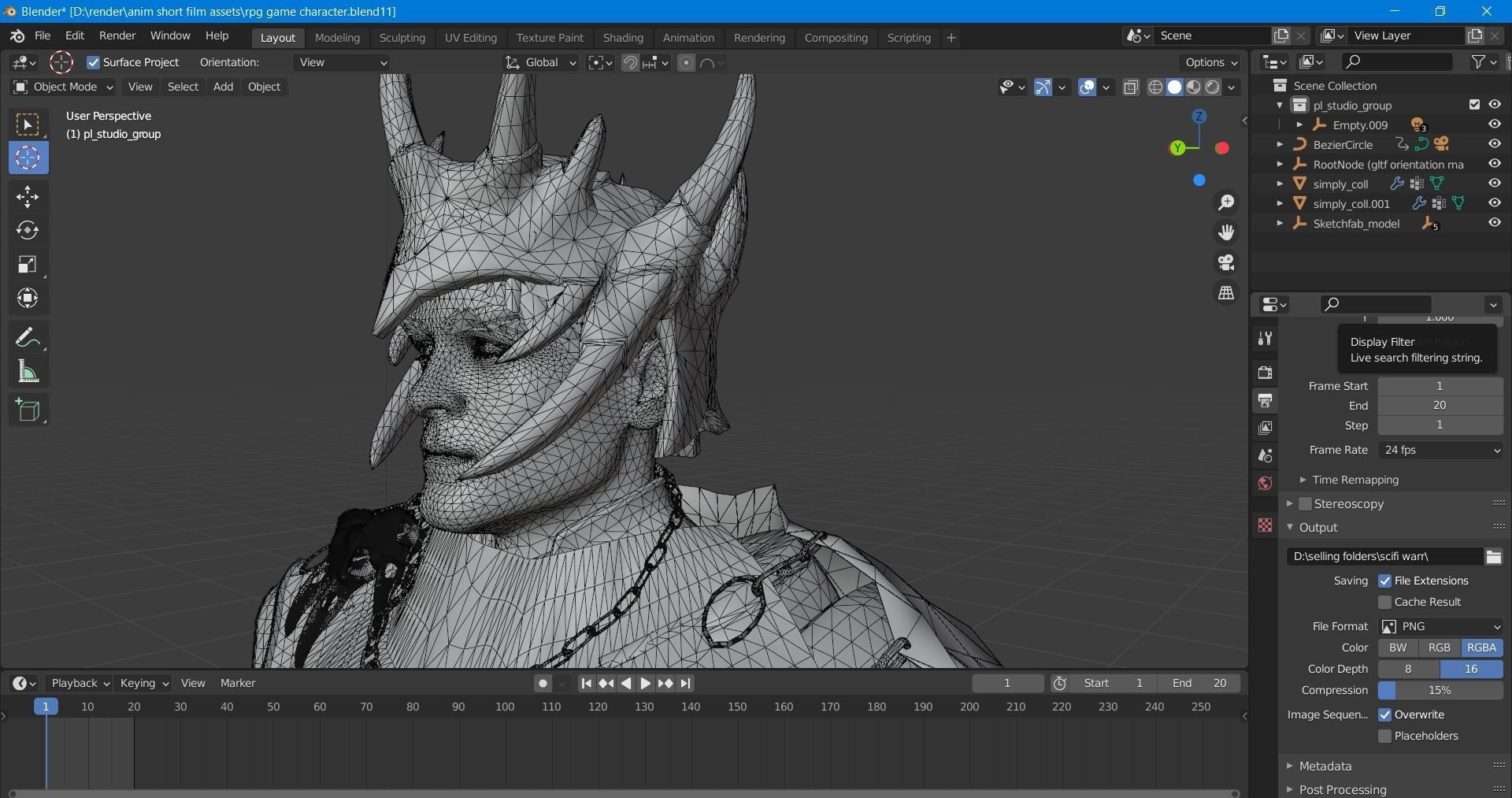 male scifi game ready warrior Low-poly 3D model_21
