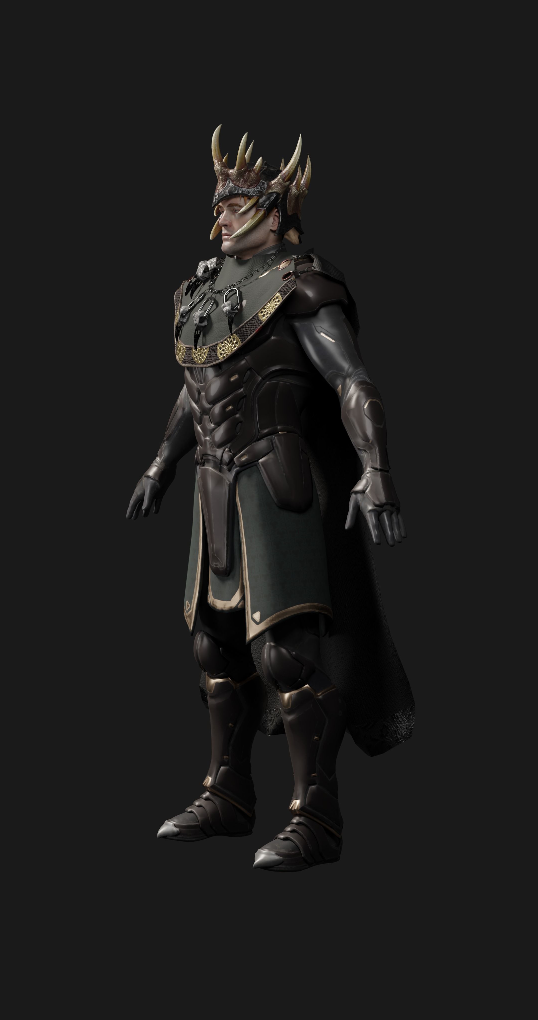 male scifi game ready warrior Low-poly 3D model_4