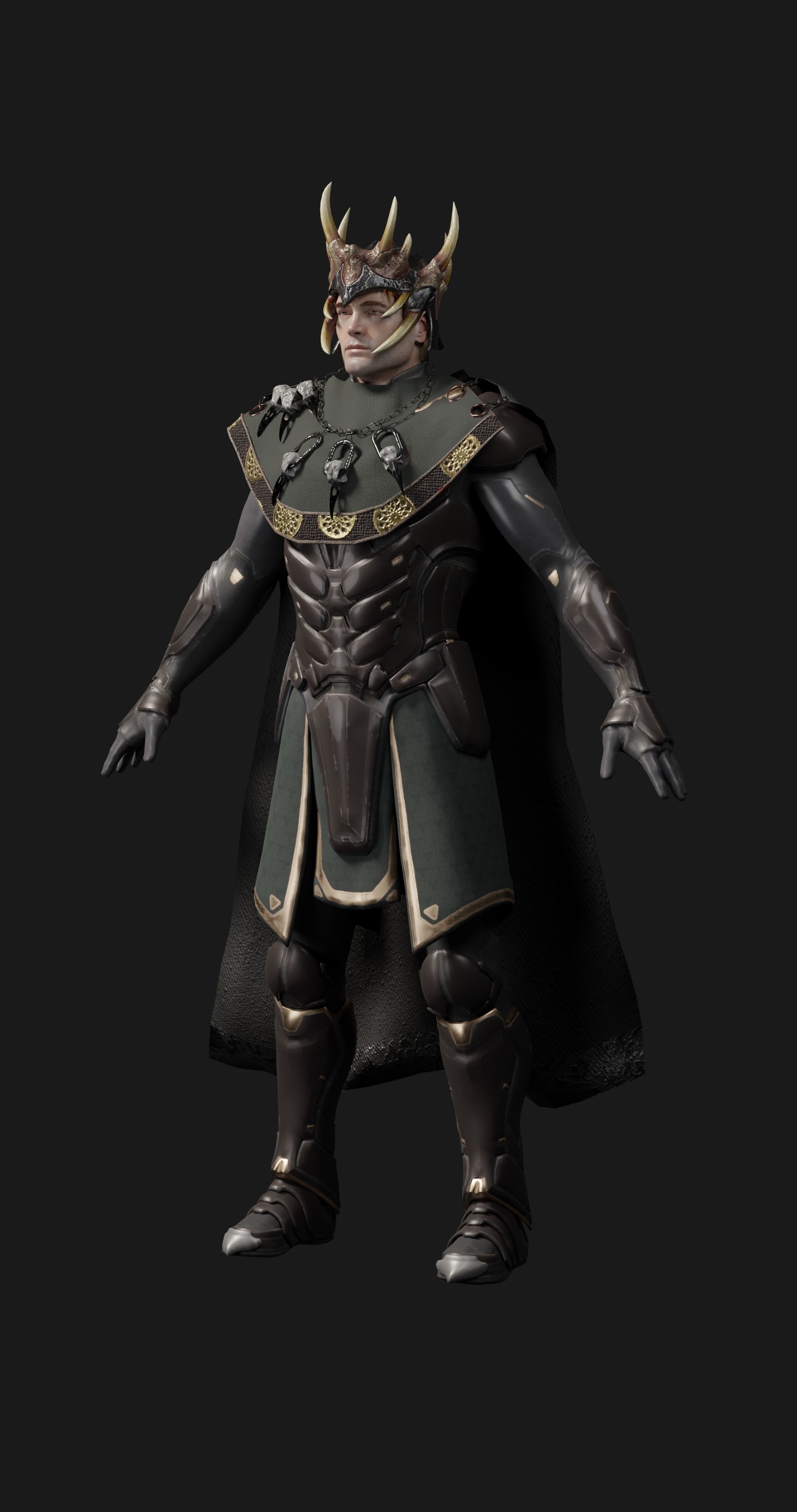 male scifi game ready warrior Low-poly 3D model_9