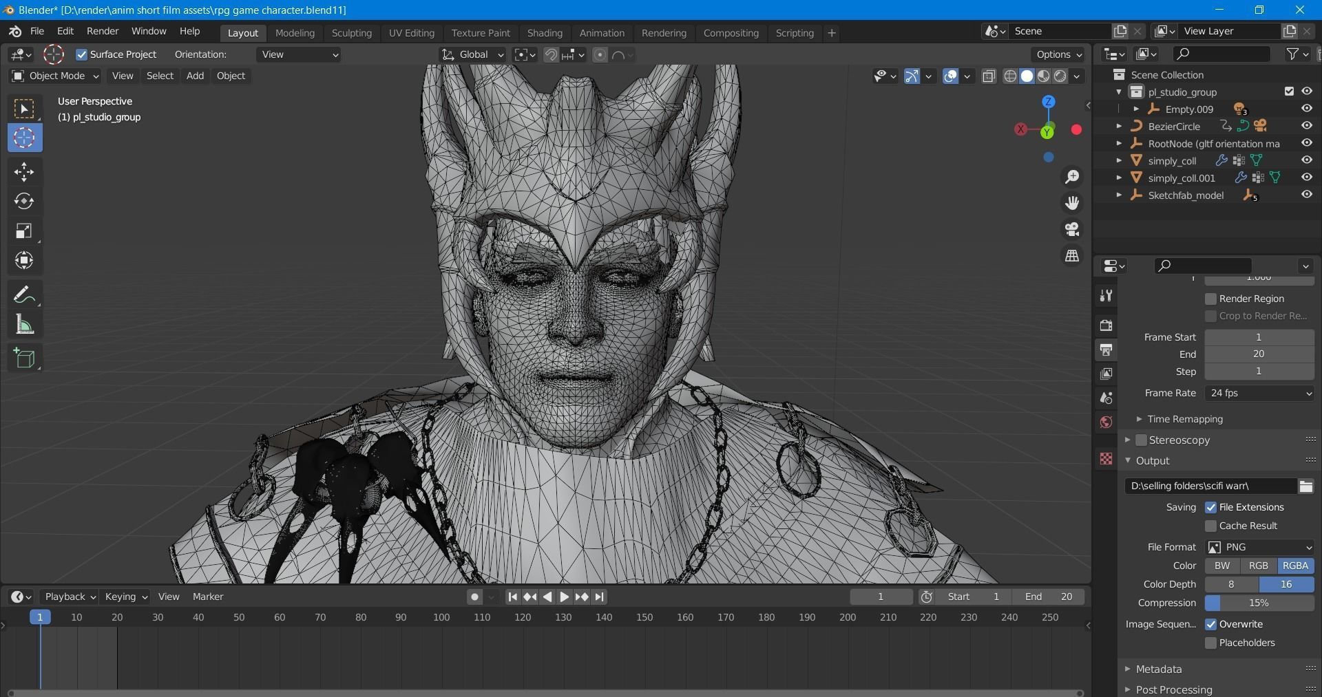 male scifi game ready warrior Low-poly 3D model_22