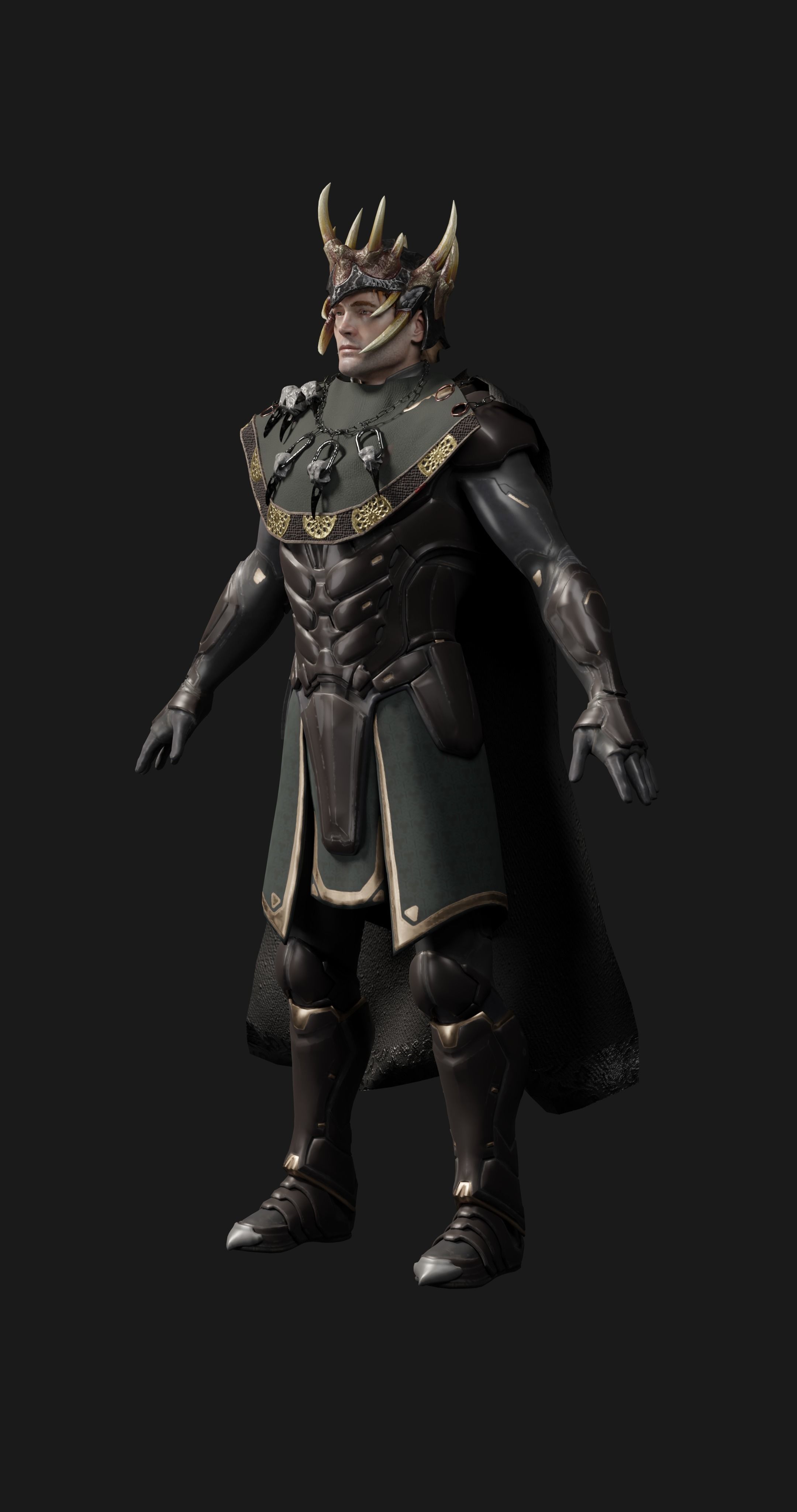 male scifi game ready warrior Low-poly 3D model_3