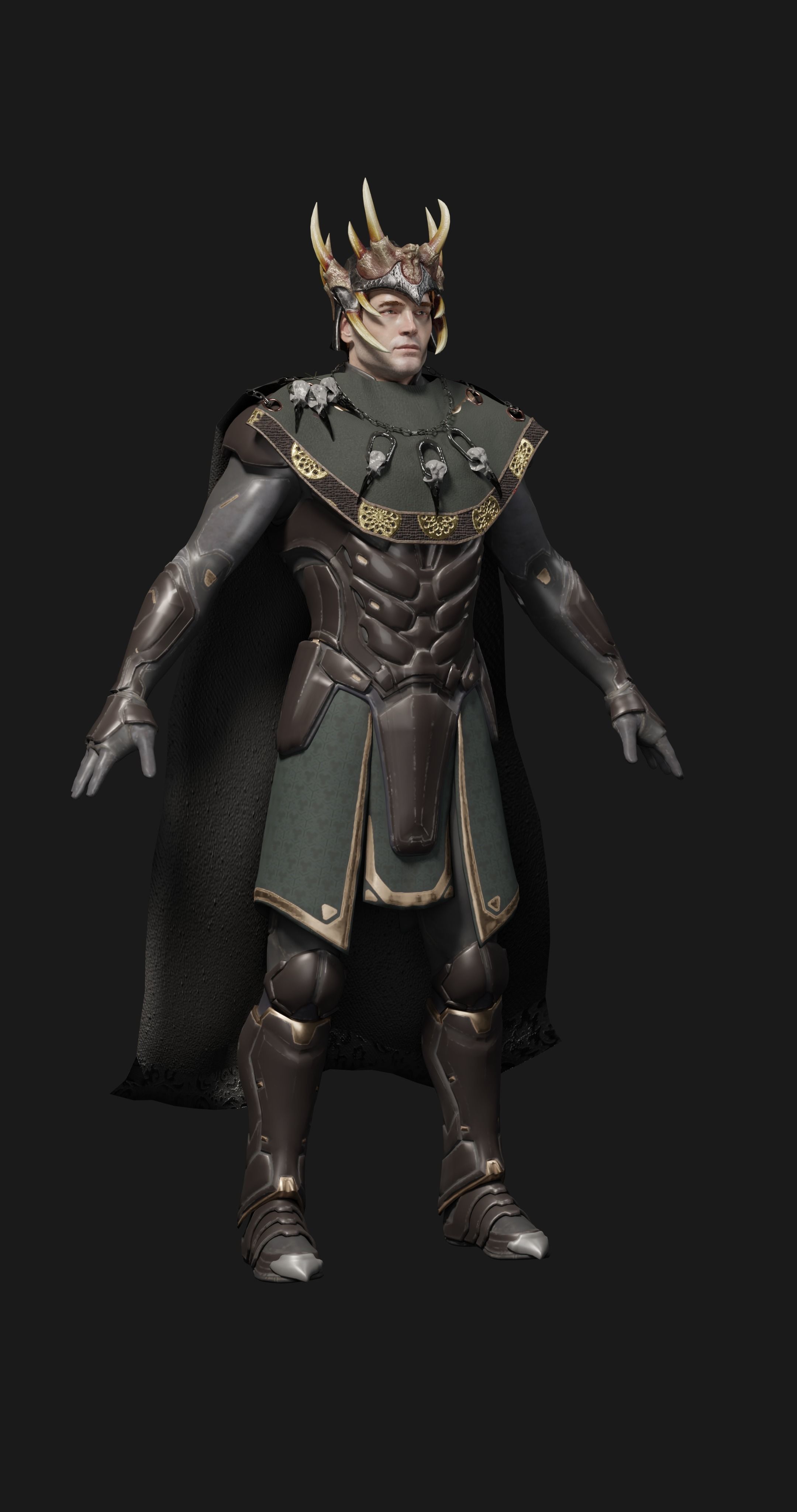 male scifi game ready warrior Low-poly 3D model_16