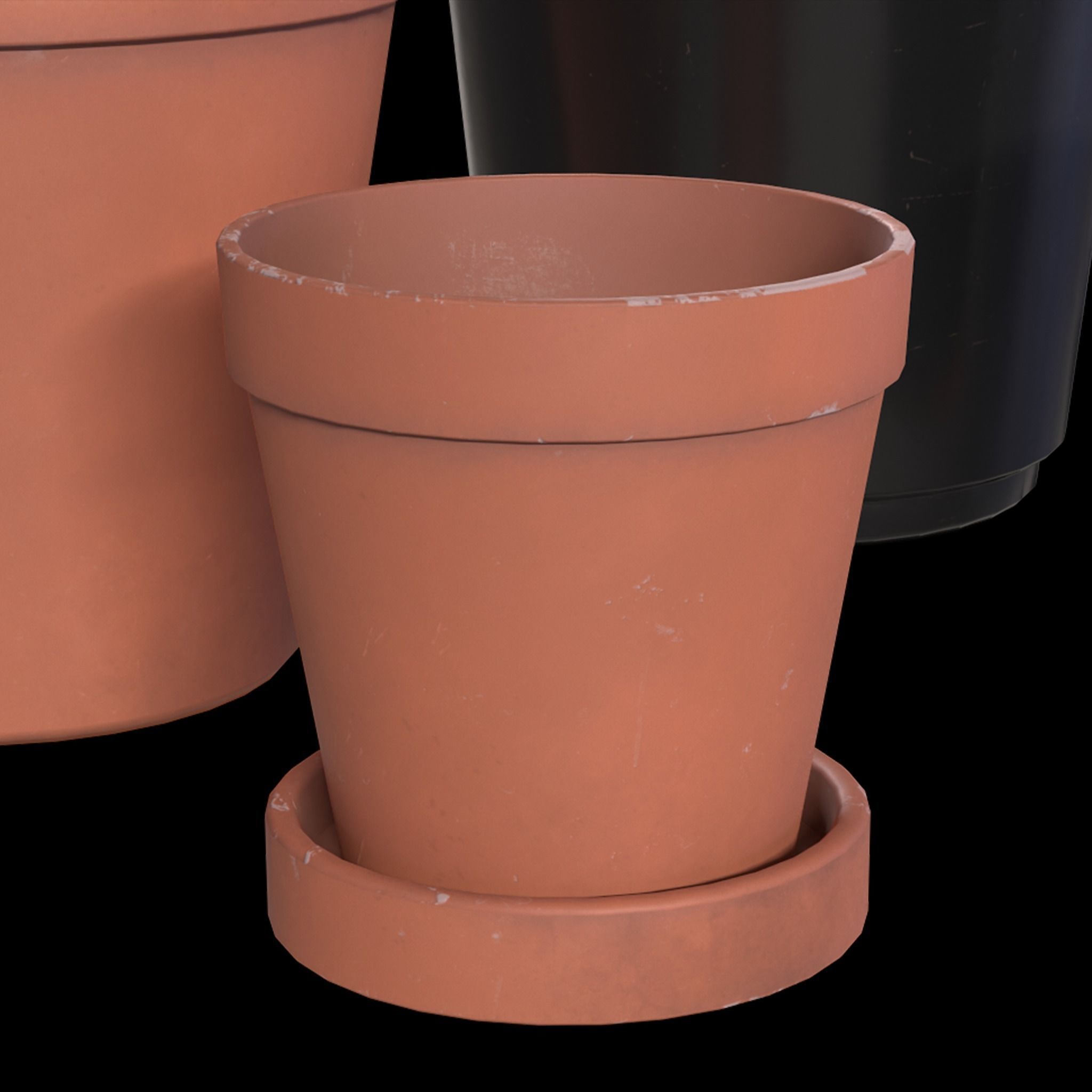 Flowerpots Low-poly 3D model_2