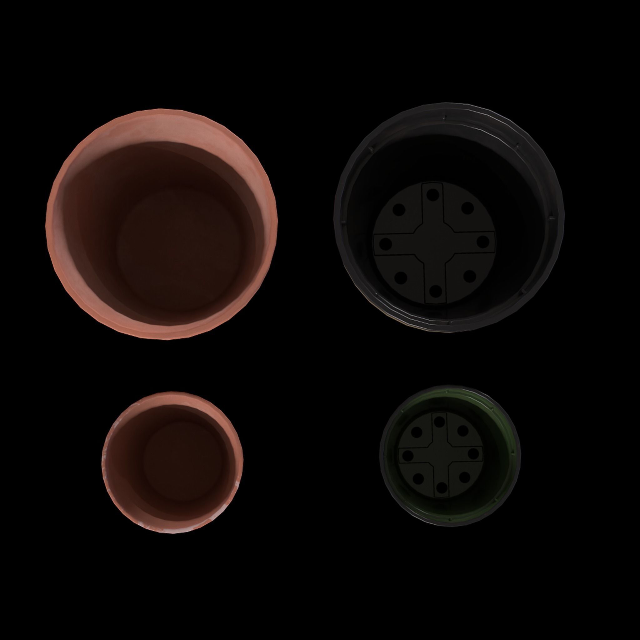 Flowerpots Low-poly 3D model_4