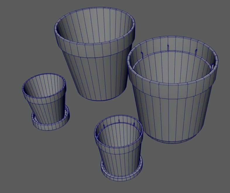 Flowerpots Low-poly 3D model_5