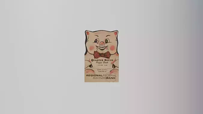 1954 Regional Federal Savings Bank Pig Quarter Saver 3D model