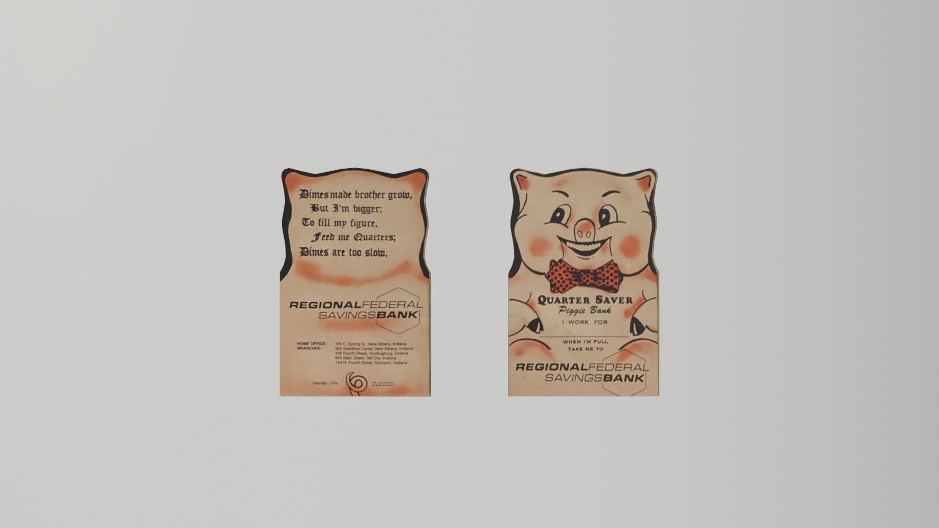 1954 Regional Federal Savings Bank Pig Quarter Saver 3D model_4