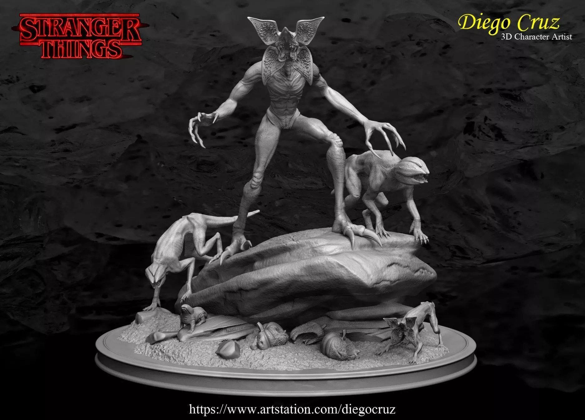 Diorama Demogorgon STL Files 3D print model_0