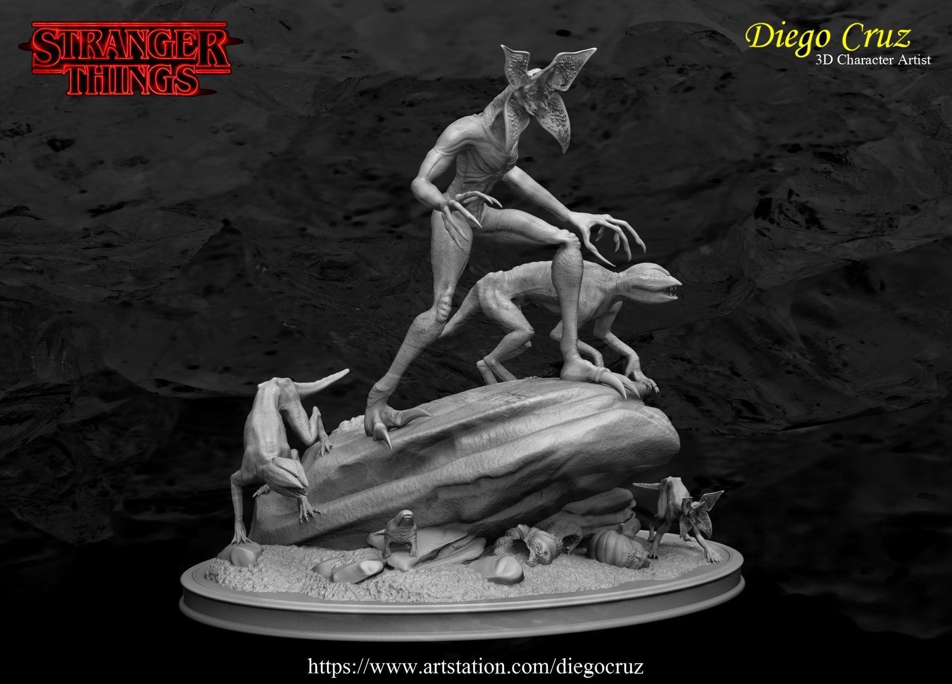 Diorama Demogorgon STL Files 3D print model_3
