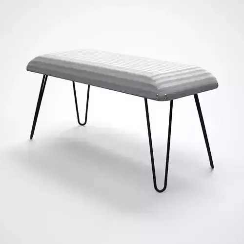 Titus upholstered metal Bench cotton stripes