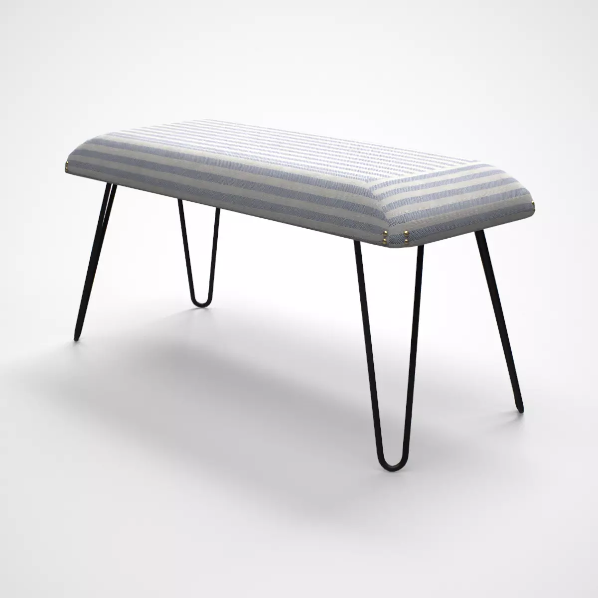 Titus upholstered metal Bench cotton stripes Low-poly 3D model