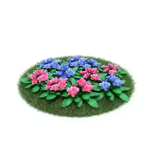 Pink And Blue Colored Flower Bed