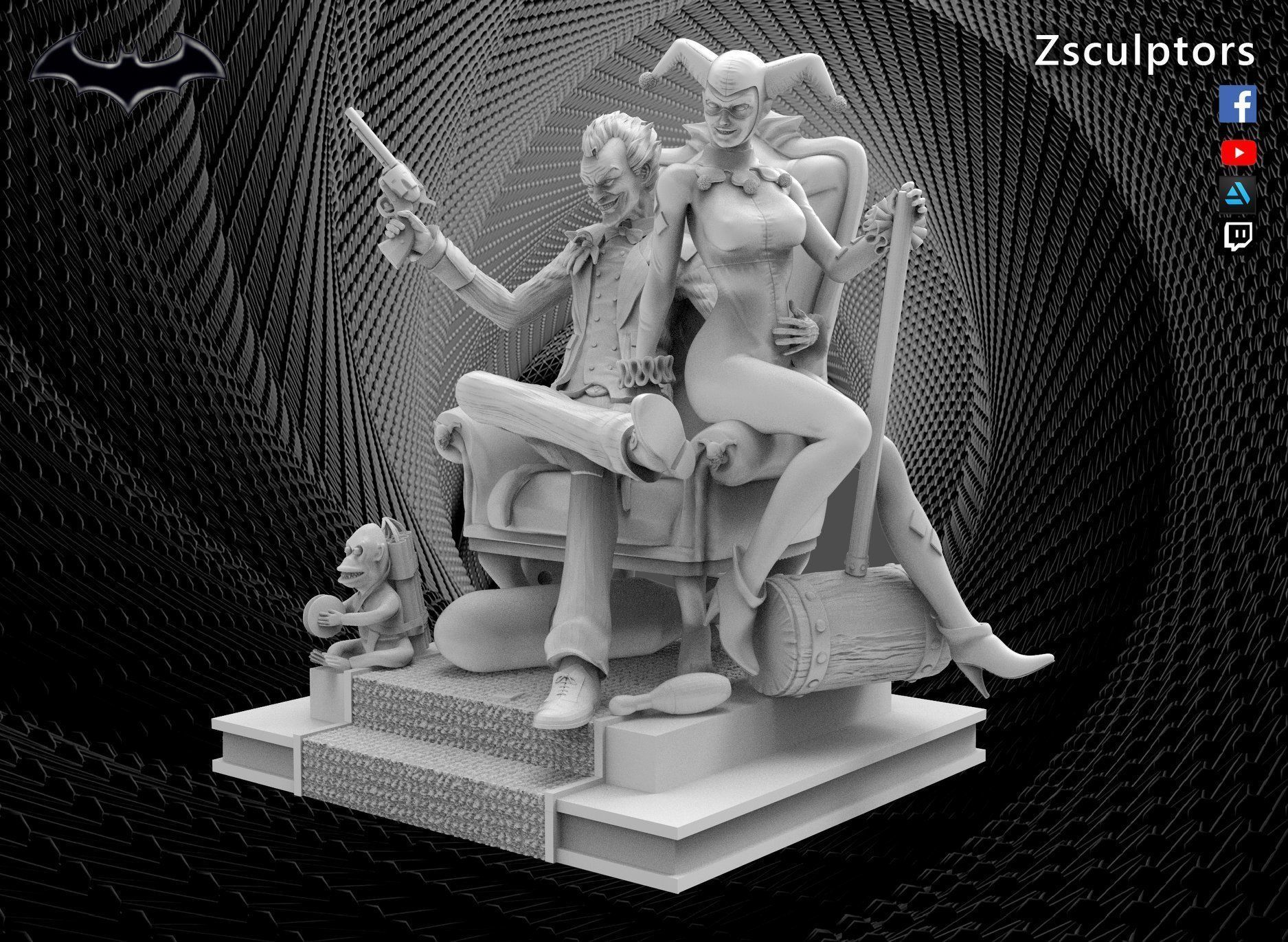 Diorama JOKER and HARLEY 3D print model_3