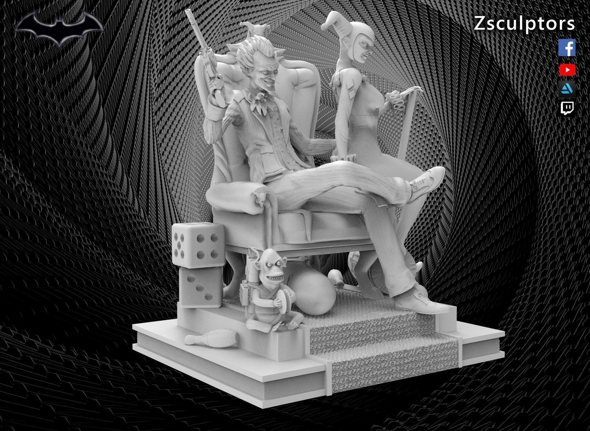 Diorama JOKER and HARLEY 3D print model_2