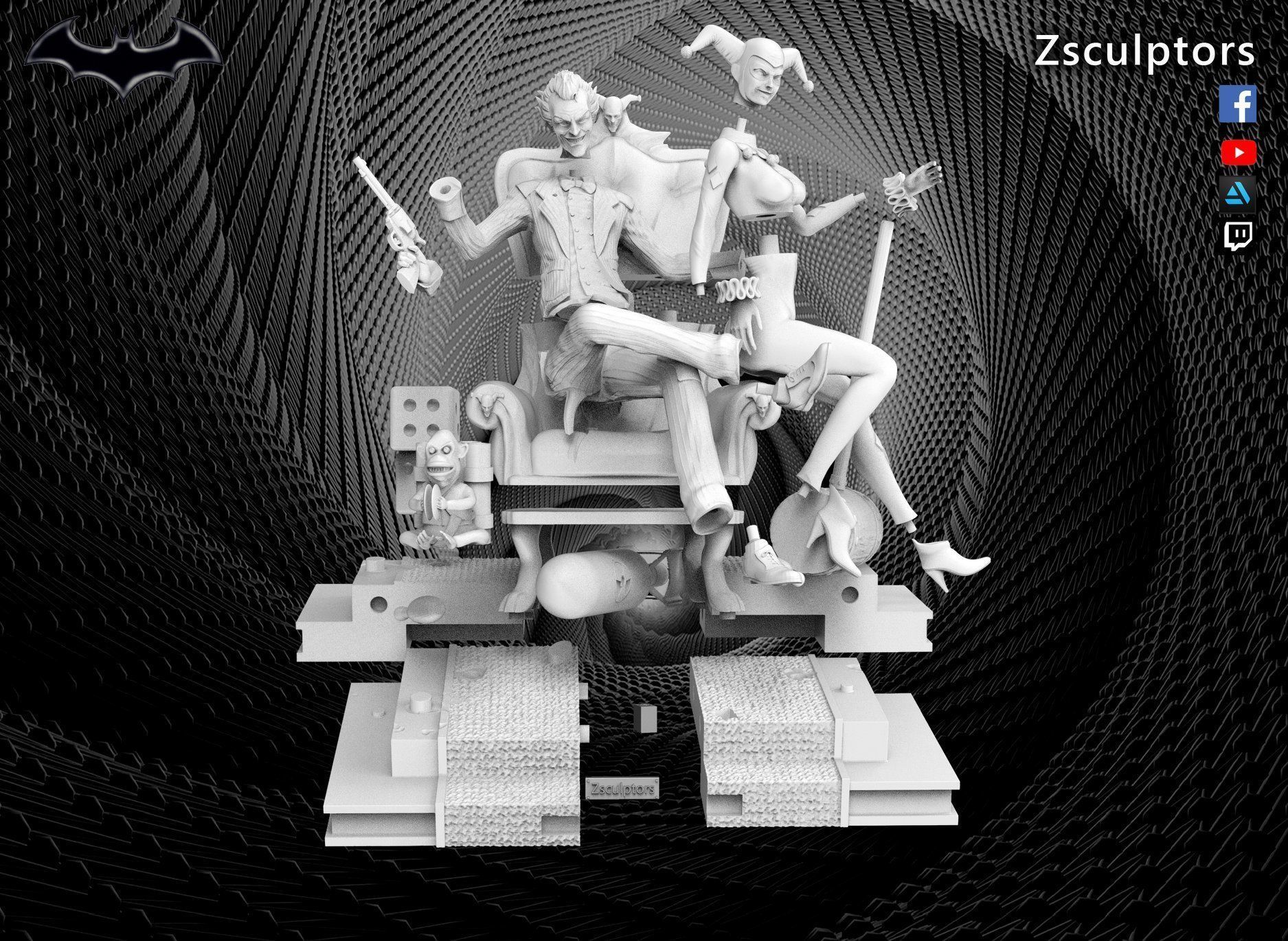 Diorama JOKER and HARLEY 3D print model_5