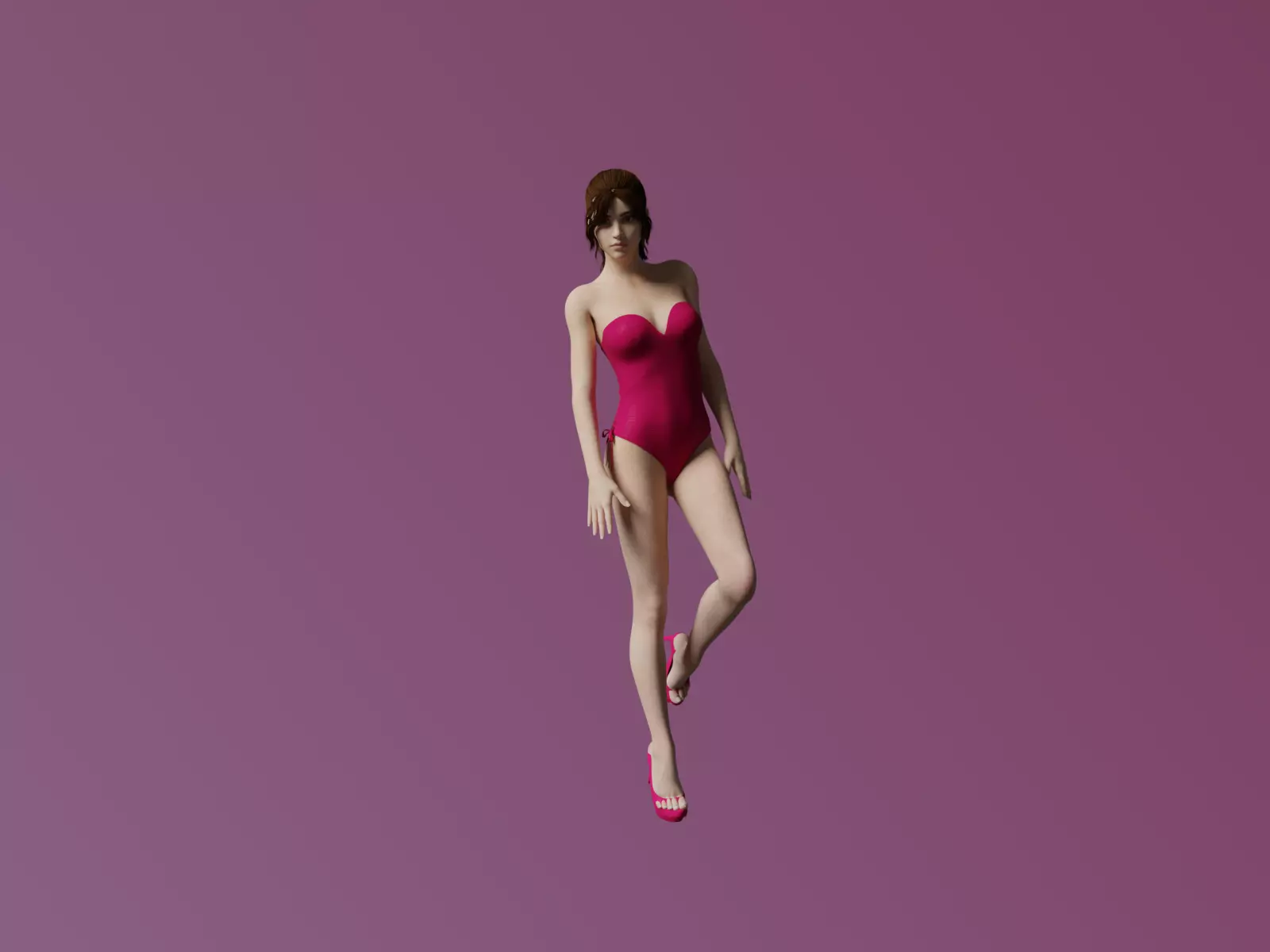 ana rigged  female character  3D model_0