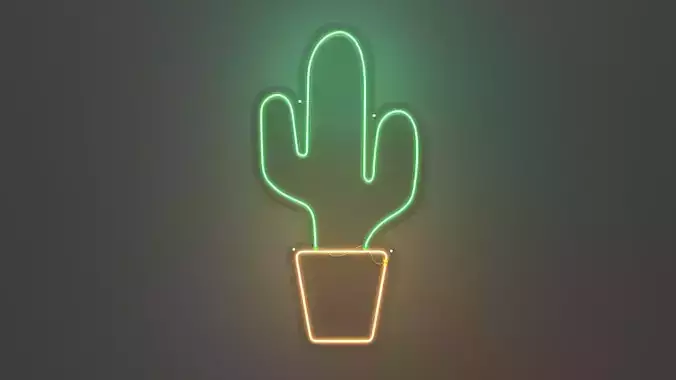 Cactus - Neon Sign 3D model