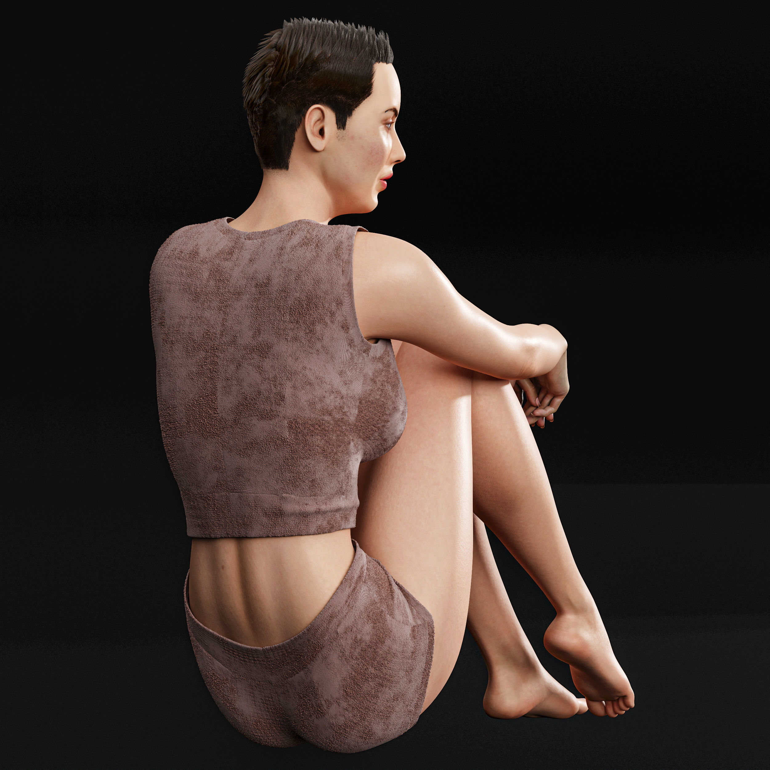 Ashlee Meditation Woman Pose Character 3D model_2