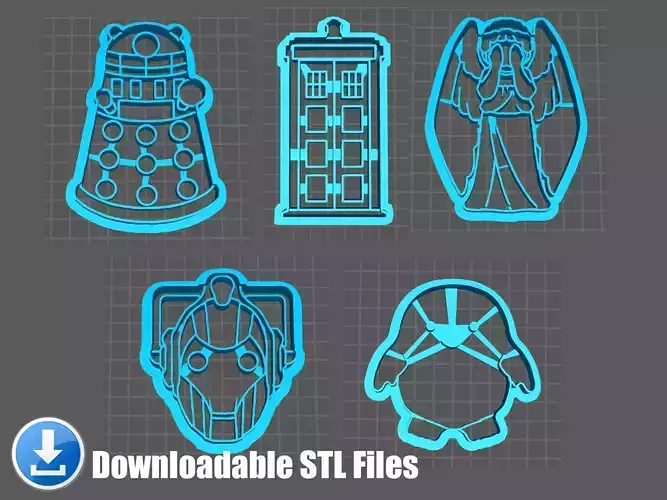 3D Printer Doctor Who TARDIS Dalek Cyberman Cookie Cutter Set 3D print model