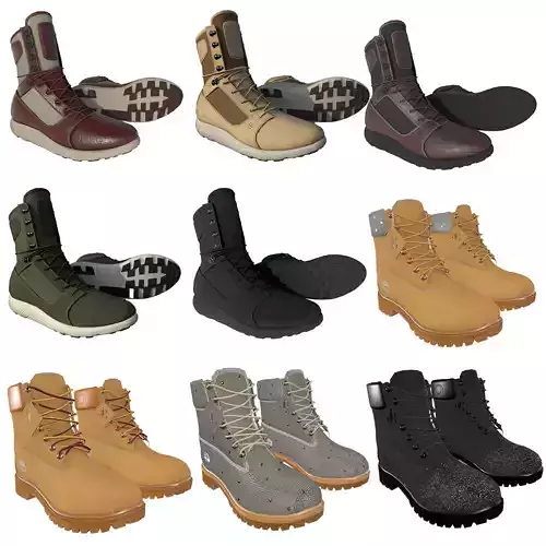 Timberland Boots 9 variation Low Poly Collection  