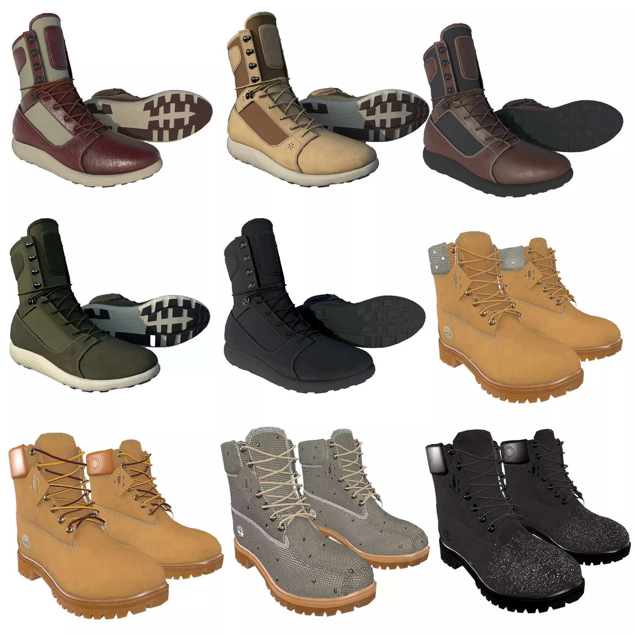 Timberland Boots 9 variation Low Poly Collection  _0