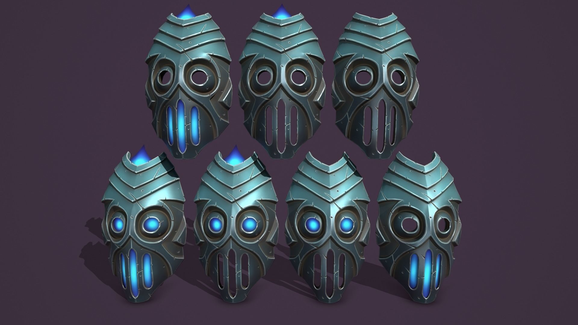 Fantasy masks Low-poly 3D model_12