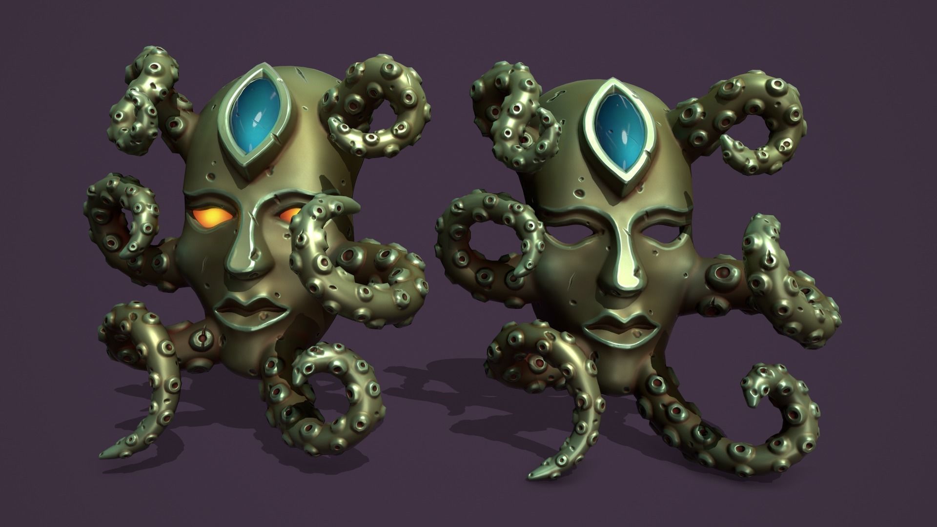 Fantasy masks Low-poly 3D model_17