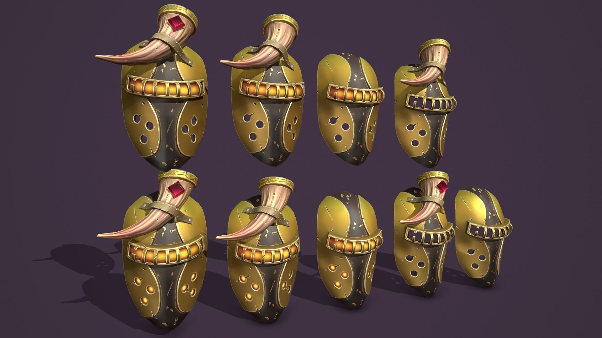 Fantasy masks Low-poly 3D model_16