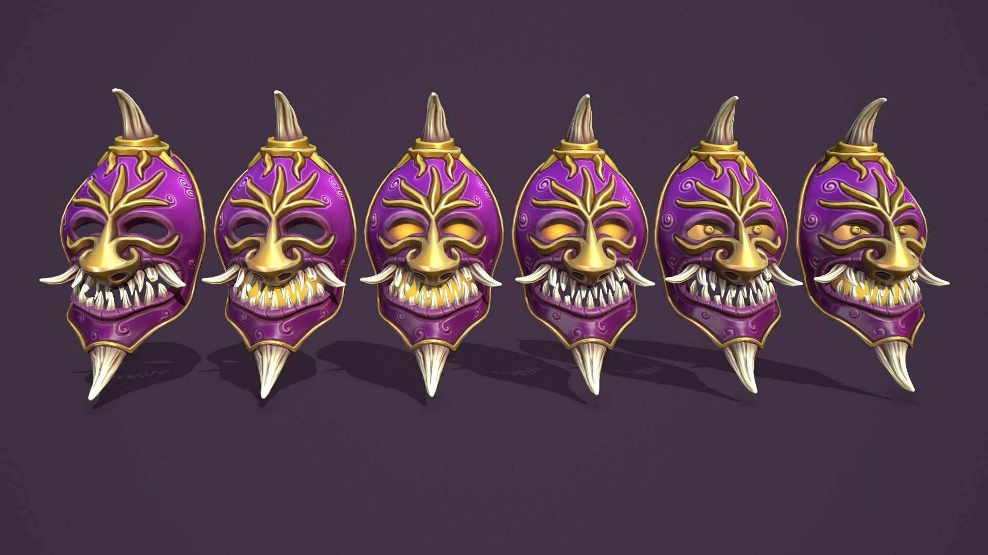Fantasy masks Low-poly 3D model_10