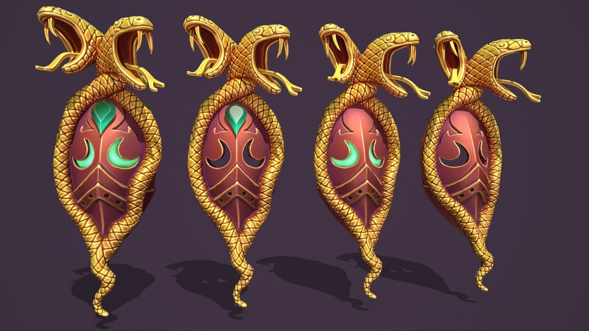 Fantasy masks Low-poly 3D model_14
