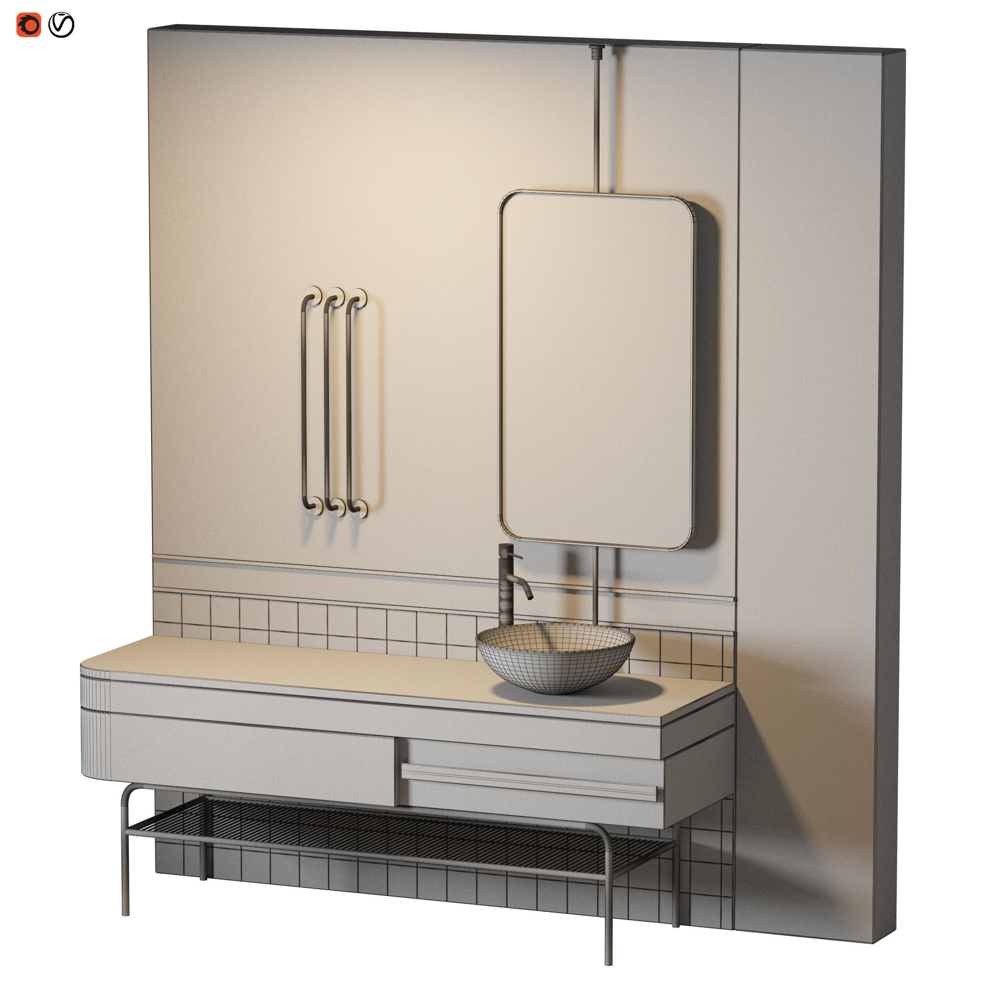 Terrazzo Orange Bathroom 3D model_1