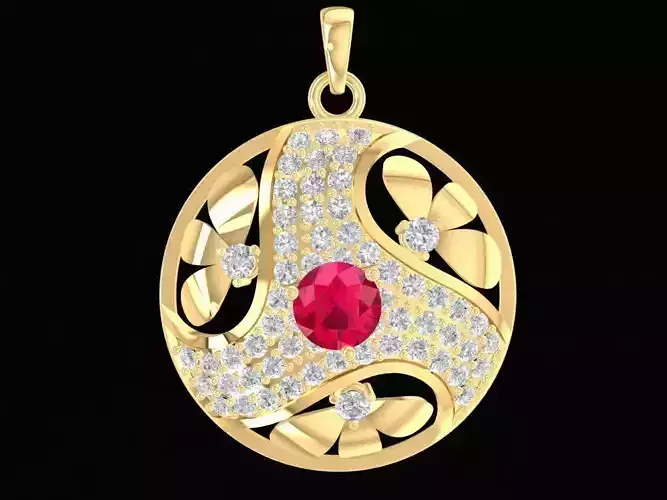 Luxury Round Gemstone Pendant Jewelry  1223