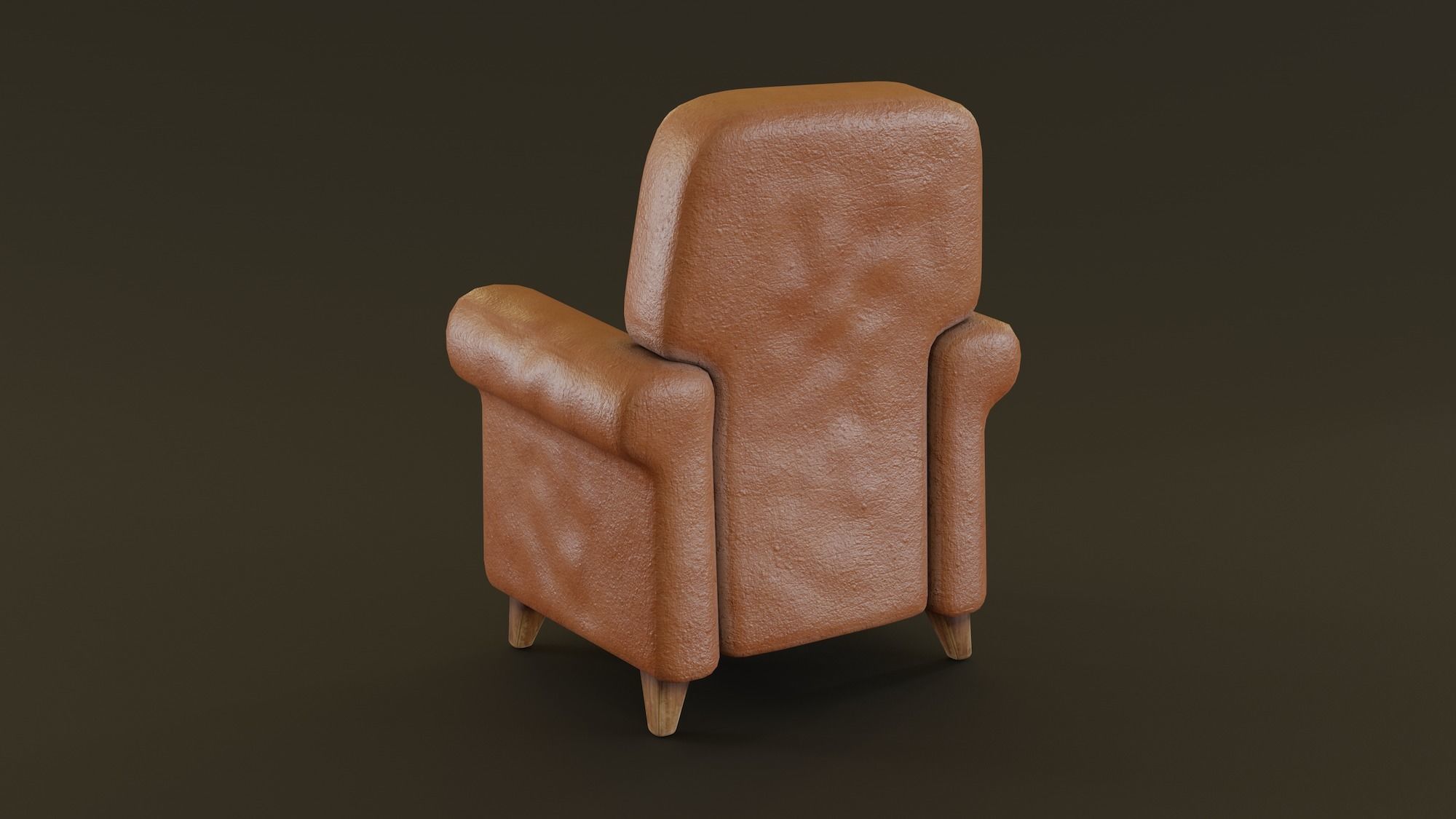 Leather Armchair Low-poly 3D model_4