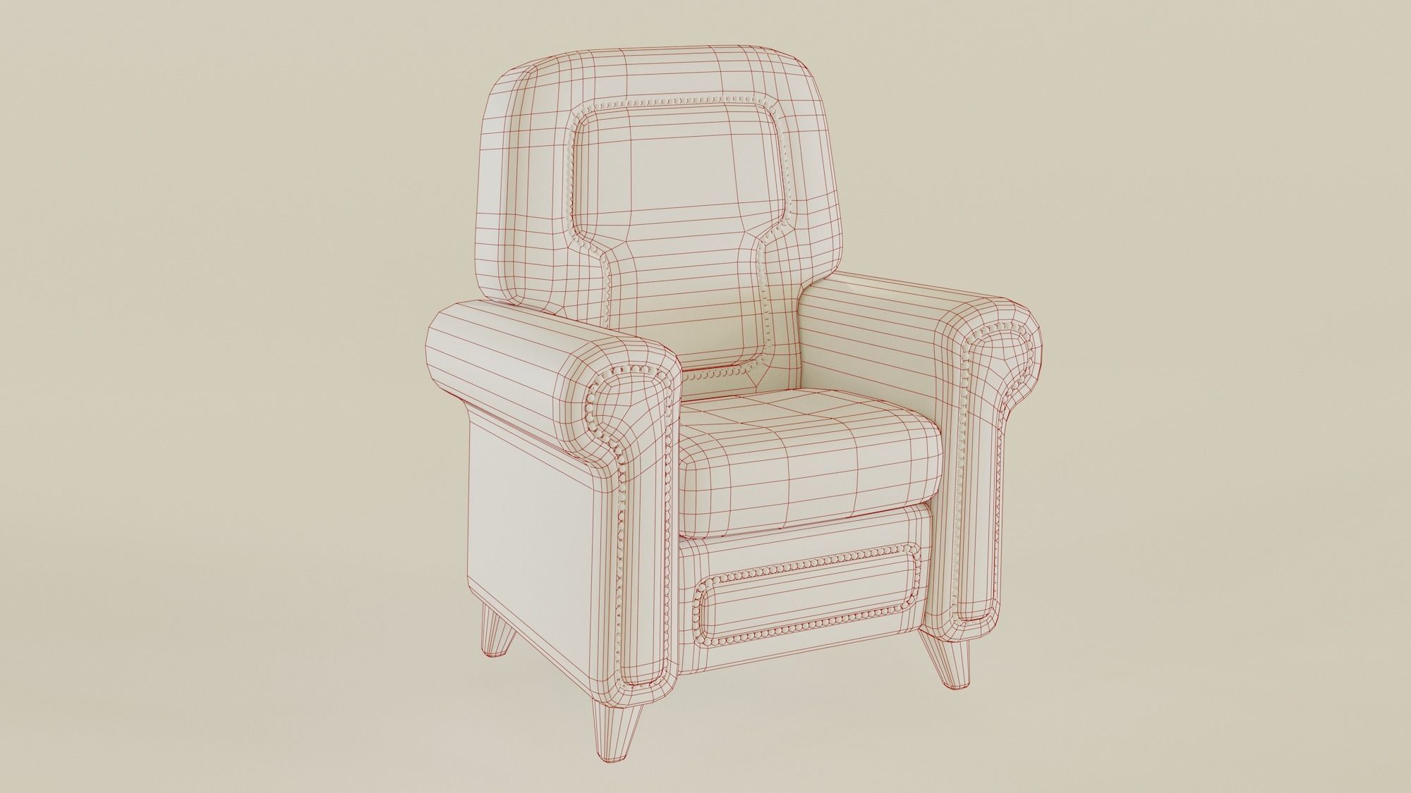 Leather Armchair Low-poly 3D model_5