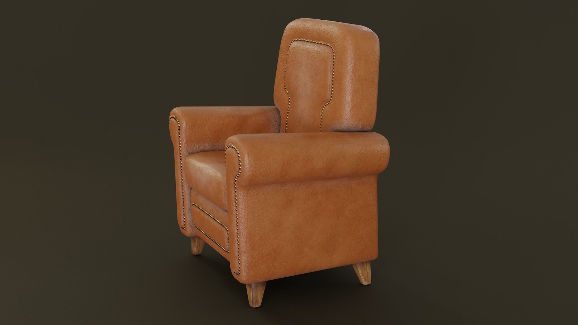 Leather Armchair Low-poly 3D model_3