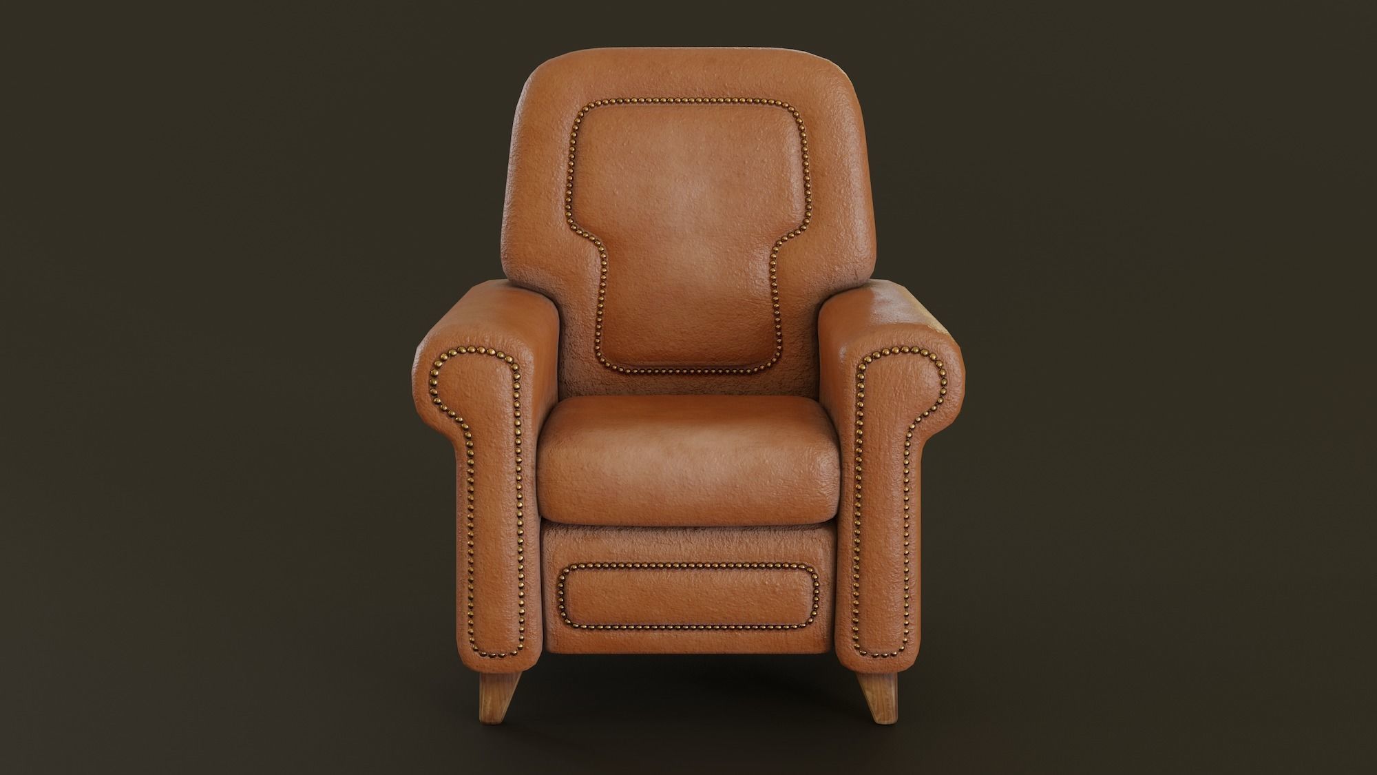 Leather Armchair Low-poly 3D model_2
