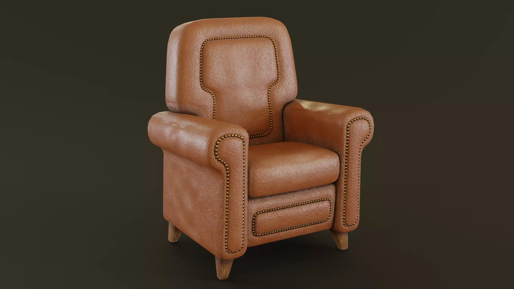 Leather Armchair Low-poly 3D model_0