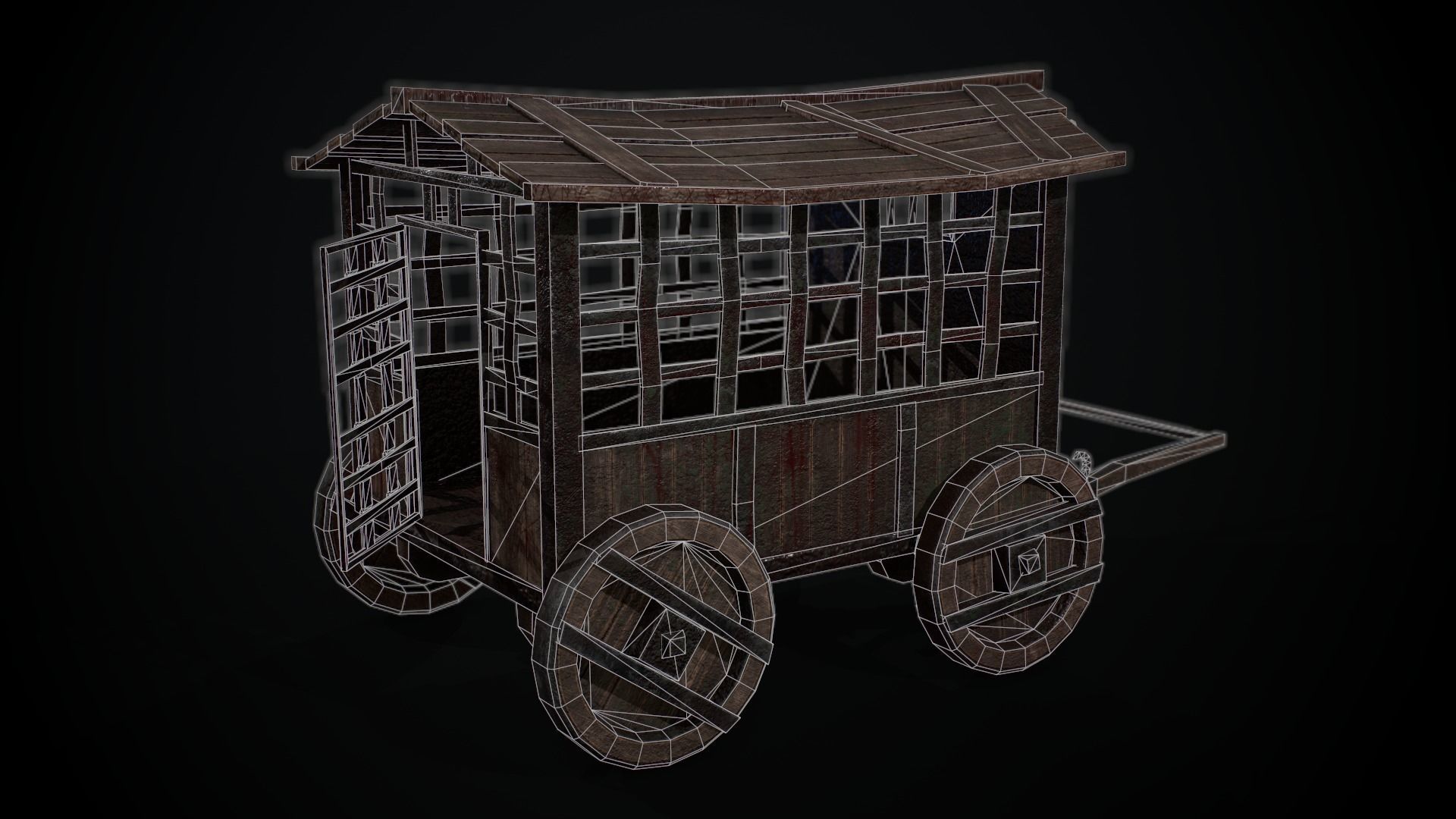 Cage on Wheels Low-poly 3D model_9