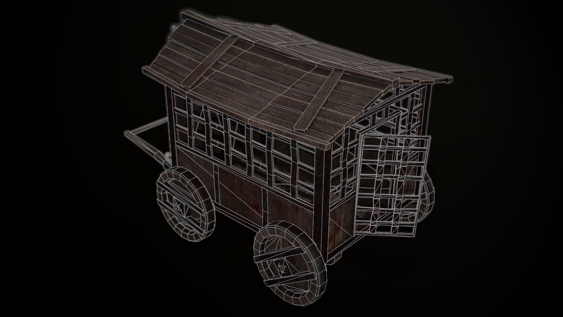 Cage on Wheels Low-poly 3D model_10