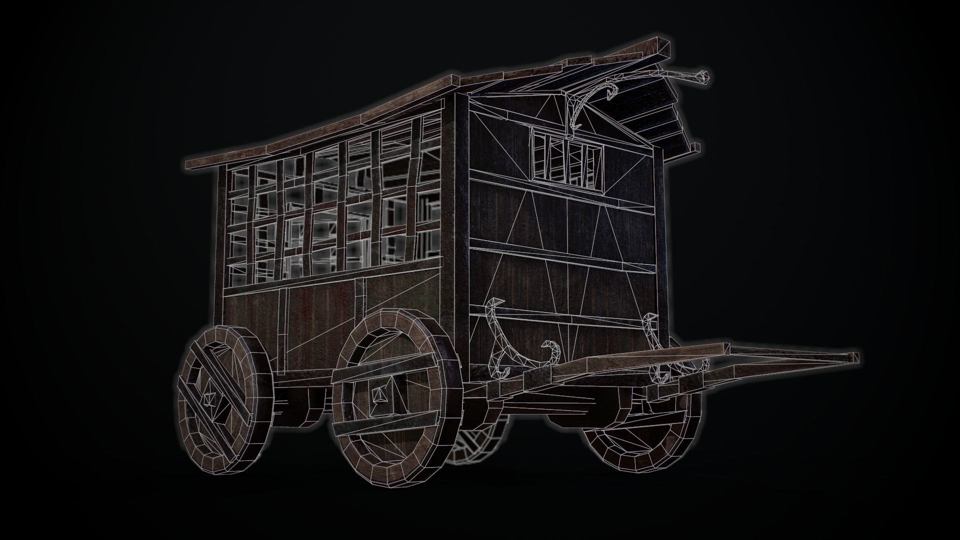 Cage on Wheels Low-poly 3D model_7