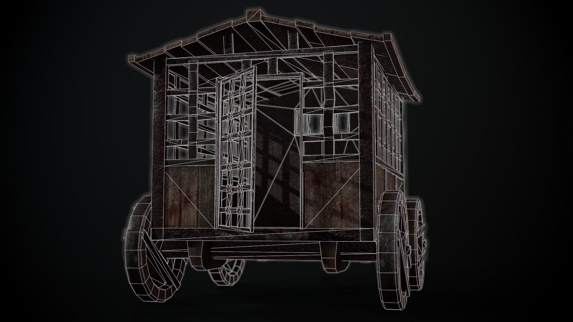 Cage on Wheels Low-poly 3D model_8