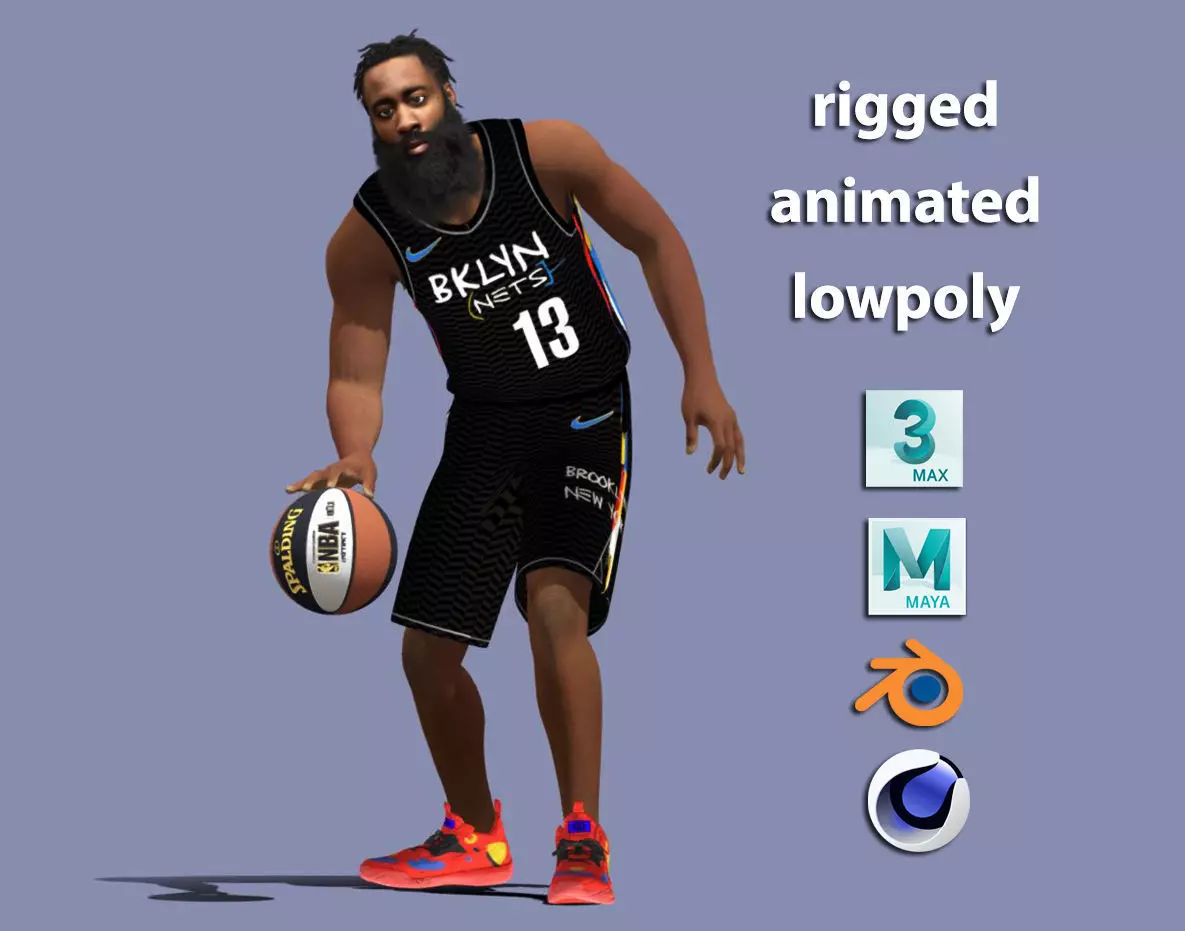 3D Rigged James Harden NBA 3D model_0