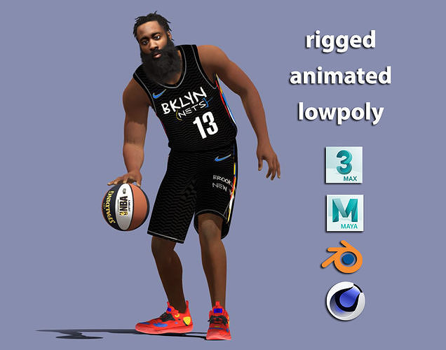 3D Rigged James Harden NBA 3D model