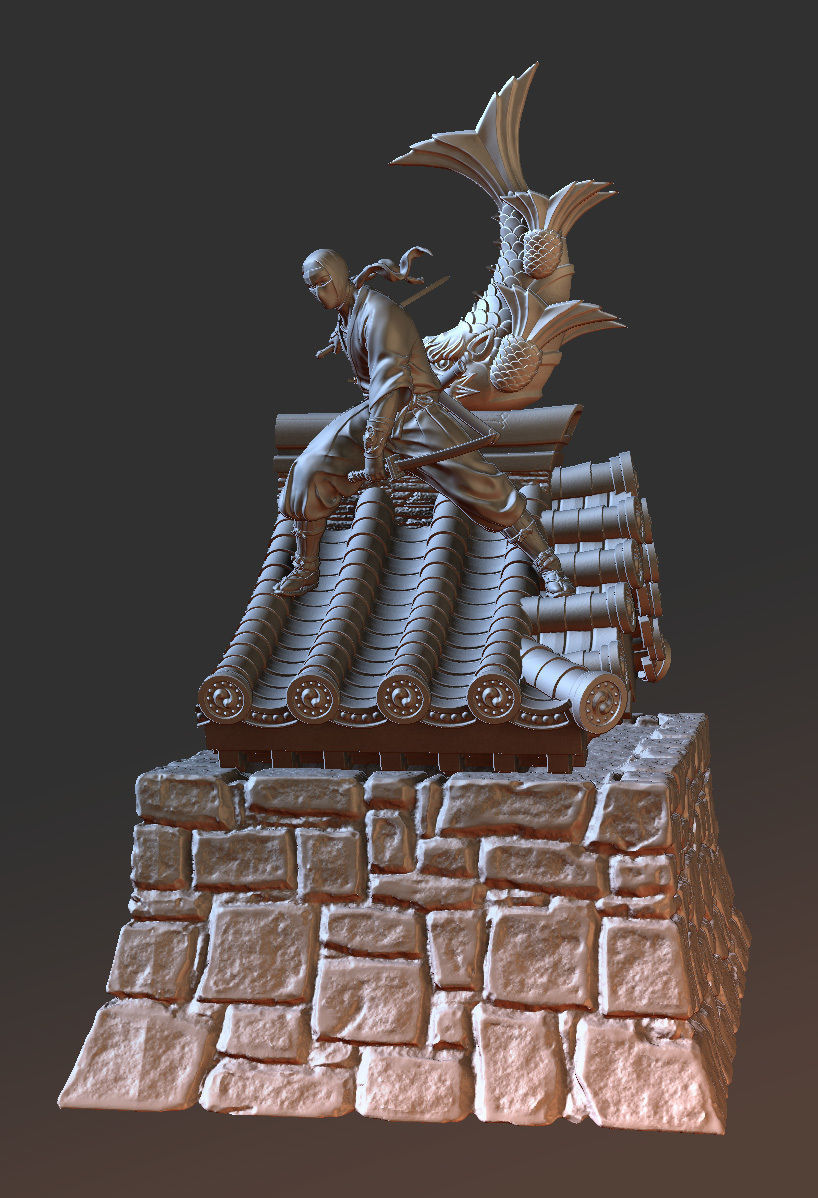 Shinobi on rooftop  3D print model 3D print model_1
